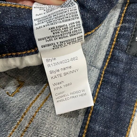 R13 Jeans Indigo Kate Skinny Angled Hem Fray-Howell Dark Wash Denim Size 28 - Picture 15 of 15